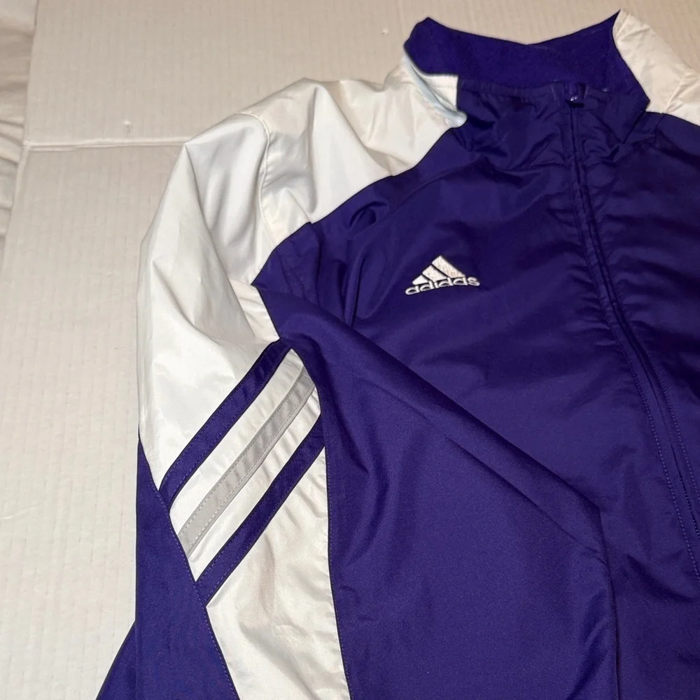Adidas Men's Windbreaker Zip Jacket Medium Purple White Vintage